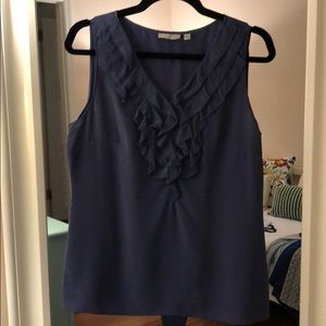 LAST CALL! Halogen blue ruffle 100% silk tank